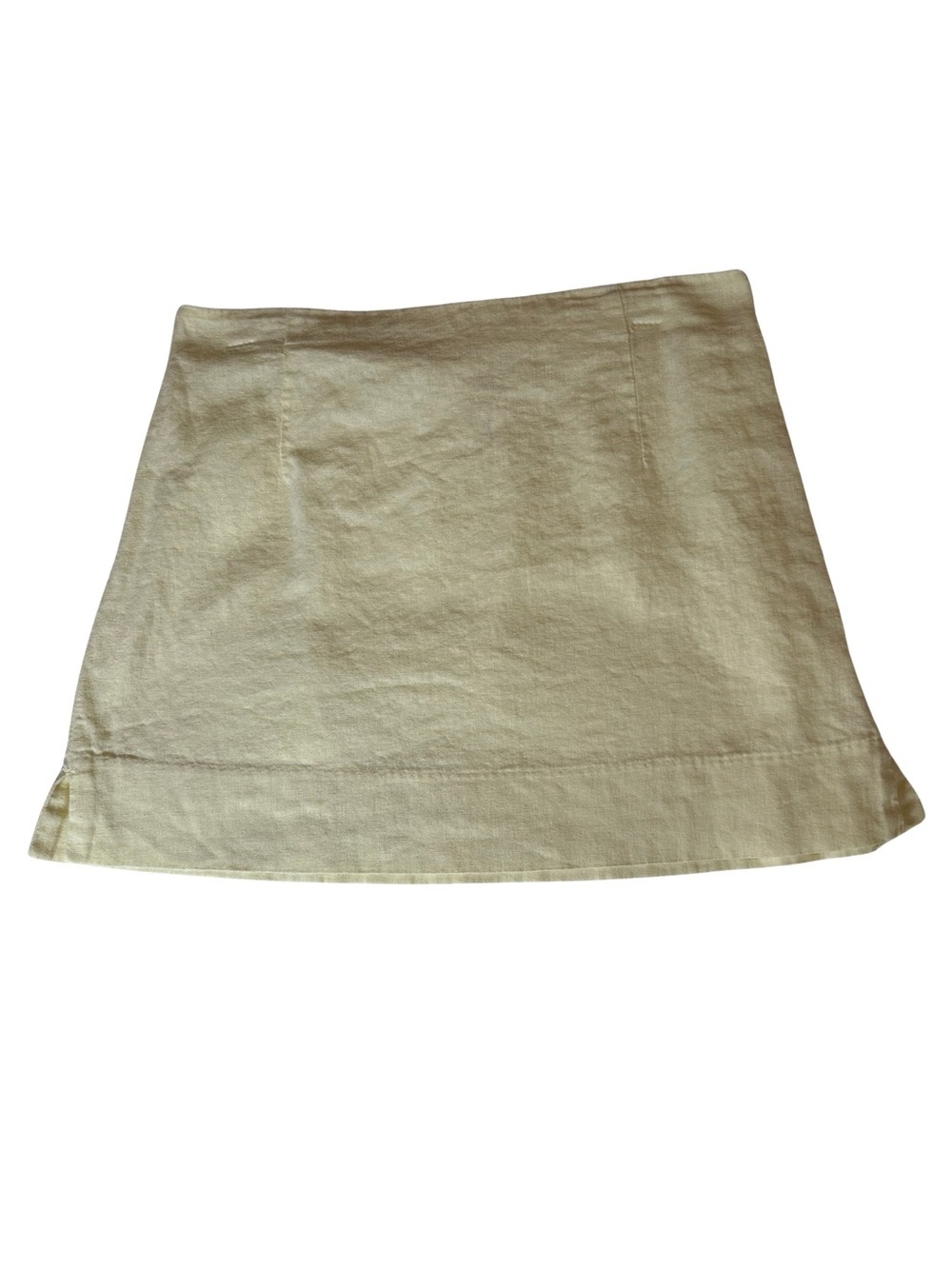 Anko Butter Yellow Linen Blend Mini Skirt Size 12 Elastic Waist Summer Resort